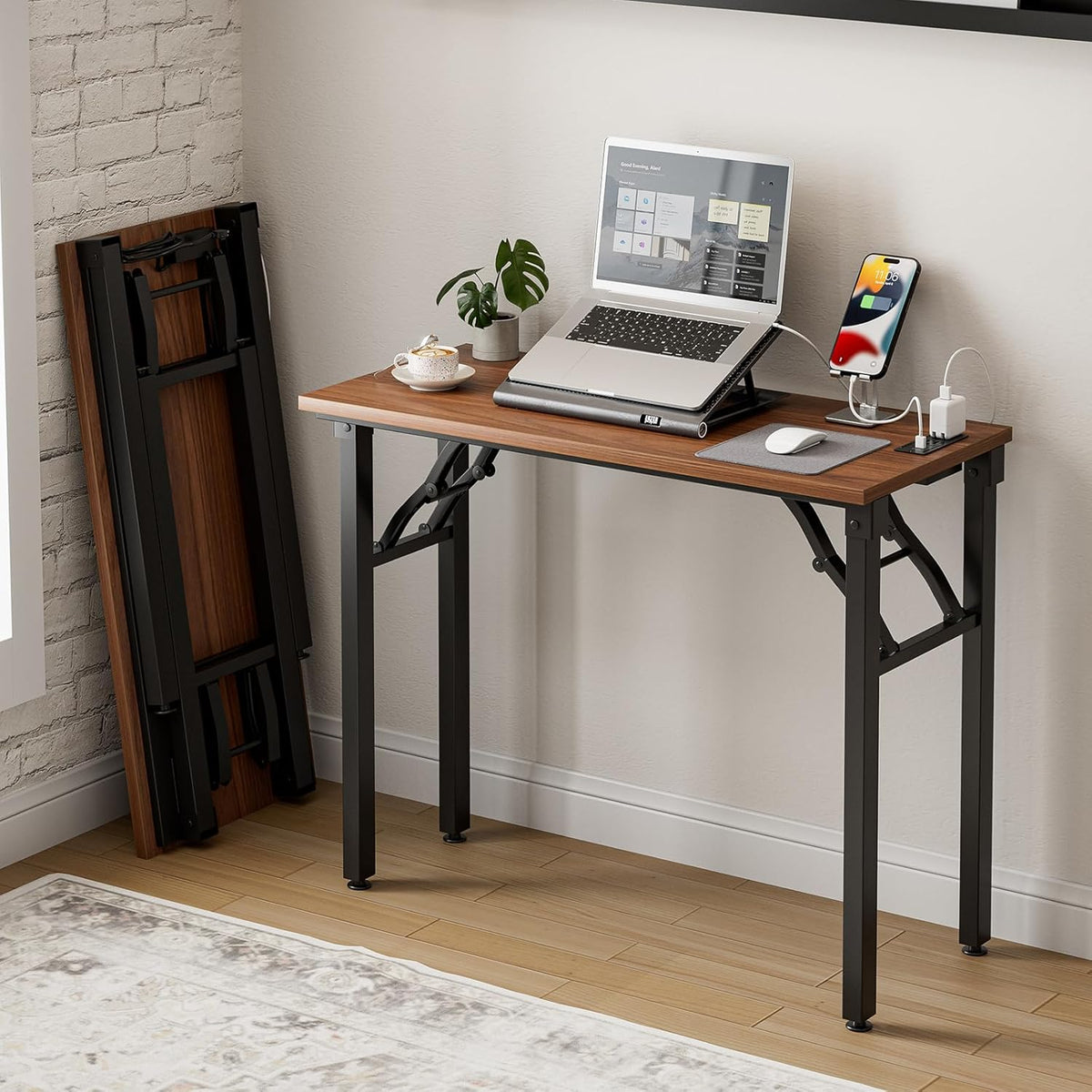 Frylr Small Folding Computer Desk – 35.8 Inch Portable Table for Craft and Study, Lightweight Desk