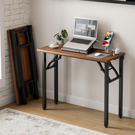 Frylr Small Folding Computer Desk – 35.8 Inch Portable Table for Craft and Study, Lightweight Desk