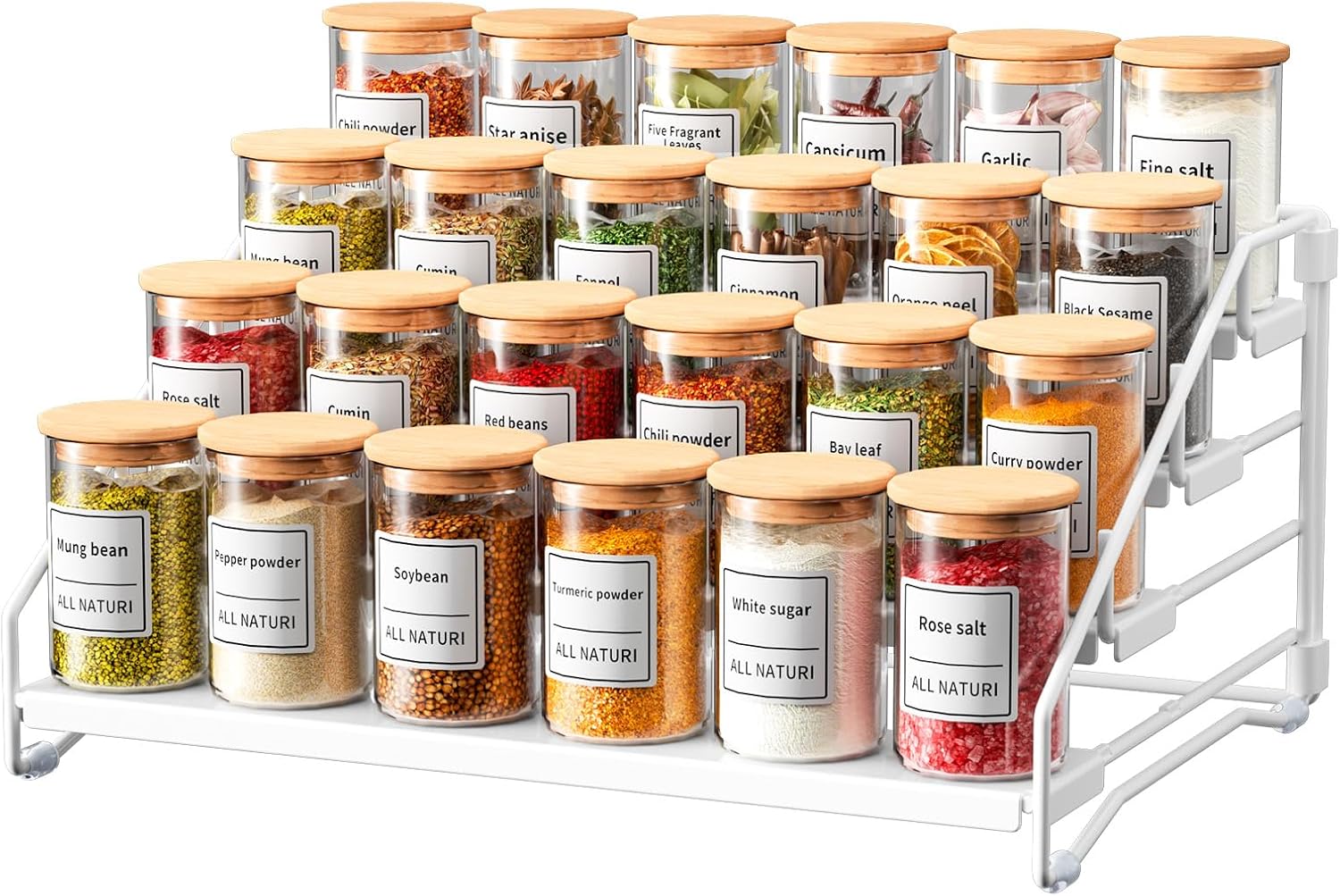 RCHYFEED Spice Rack Organizer for Cabinet, 4 Tier Spice Organization for Cabinet Depth
