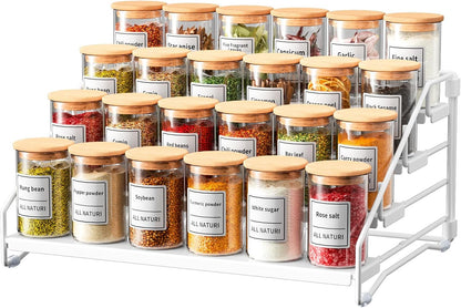 RCHYFEED Spice Rack Organizer for Cabinet, 4 Tier Spice Organization for Cabinet Depth