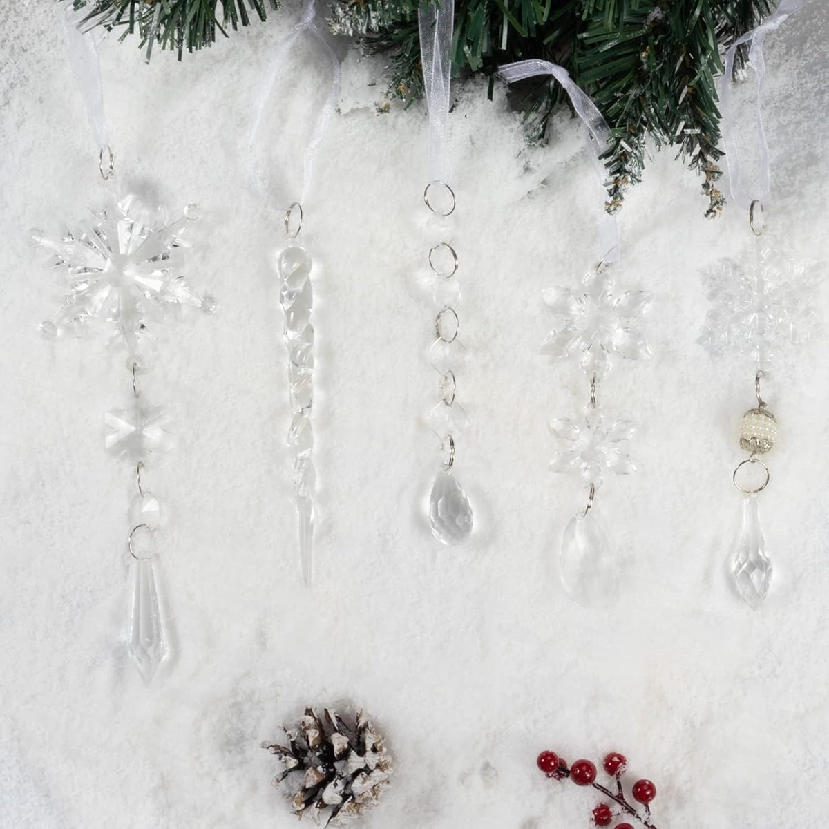 Christmas Tree Decoration Crystal Ornaments - 32pcs Acrylic Christmas Ornaments Snowflake Icicle