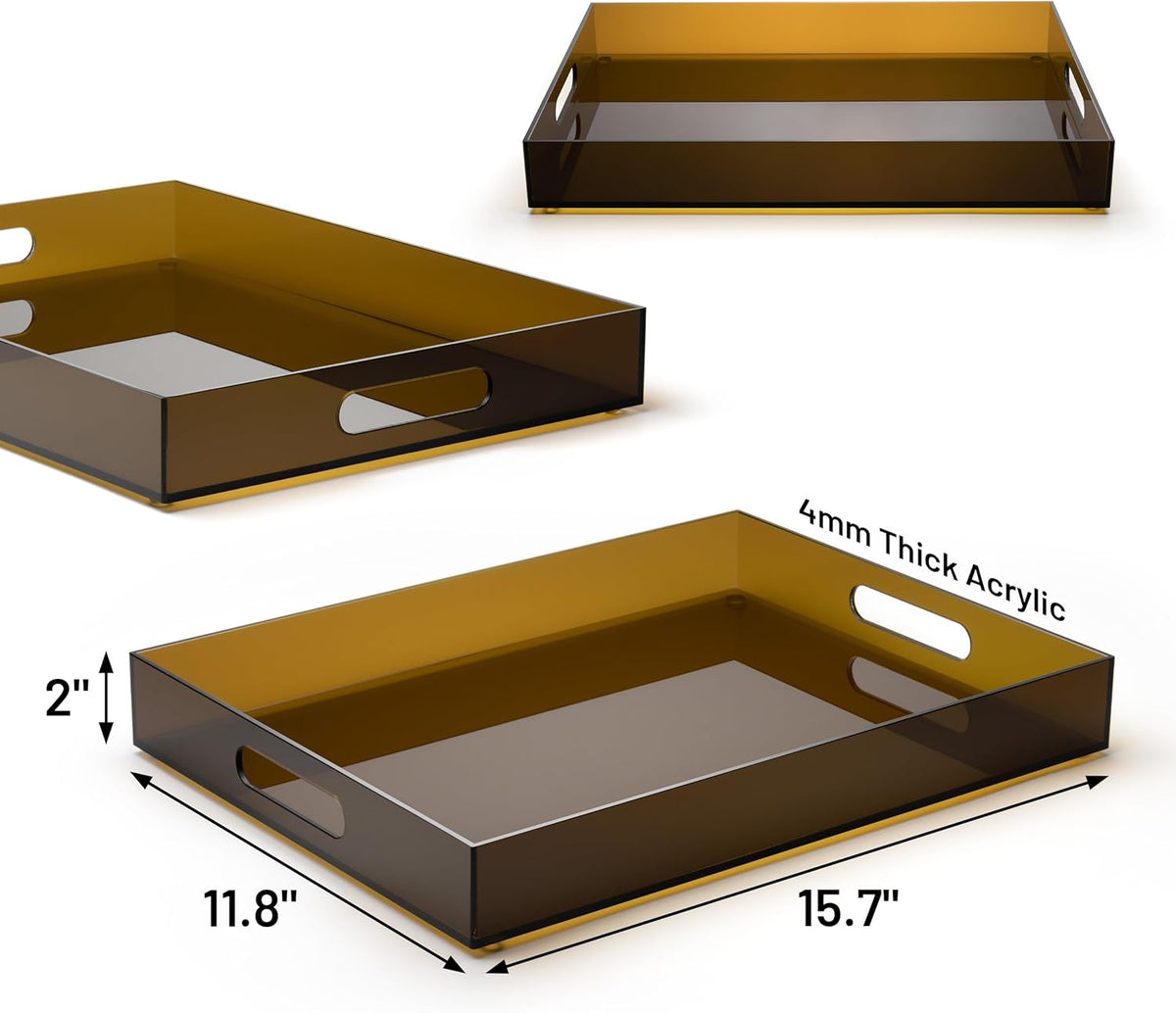 Large Acrylic Serving Tray Decorative Ottoman Coffee Table Vanity Tray Tea Fruit Platter Snack