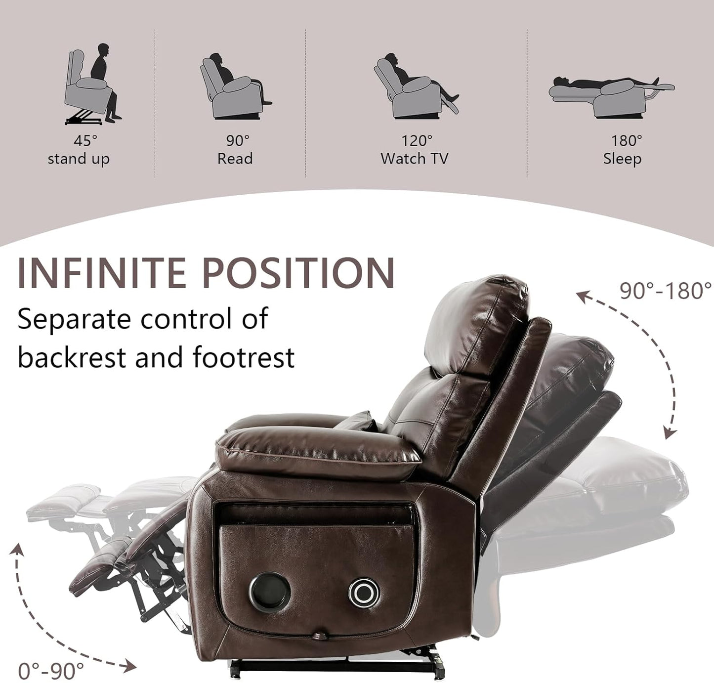 Dual Motor Power Lift Recliner Chair for Adult & Elderly, Infinite Position Lay Flat Lift Chair