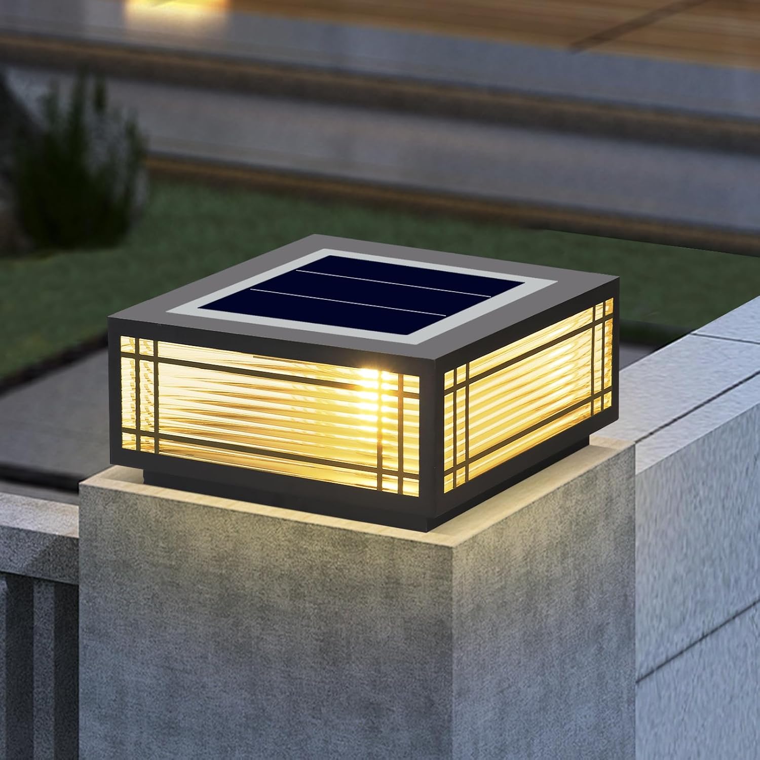 SLAWA Solar Post Light Fixture Exterior Pillar Light with LED Solar Power Column Caps Lamps