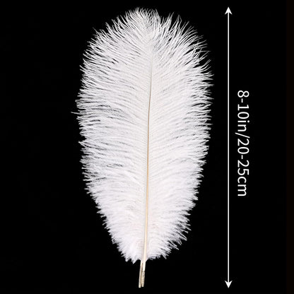 THARAHT White Ostrich Feathers 12pcs Natural Bulk 8-10Inch 20cm-25cm for Crafts Wedding Party