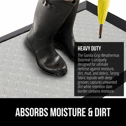 GORILLA GRIP 100% Waterproof All-Season WeatherMax Doormat US Designed Natural Rubber, Stain and