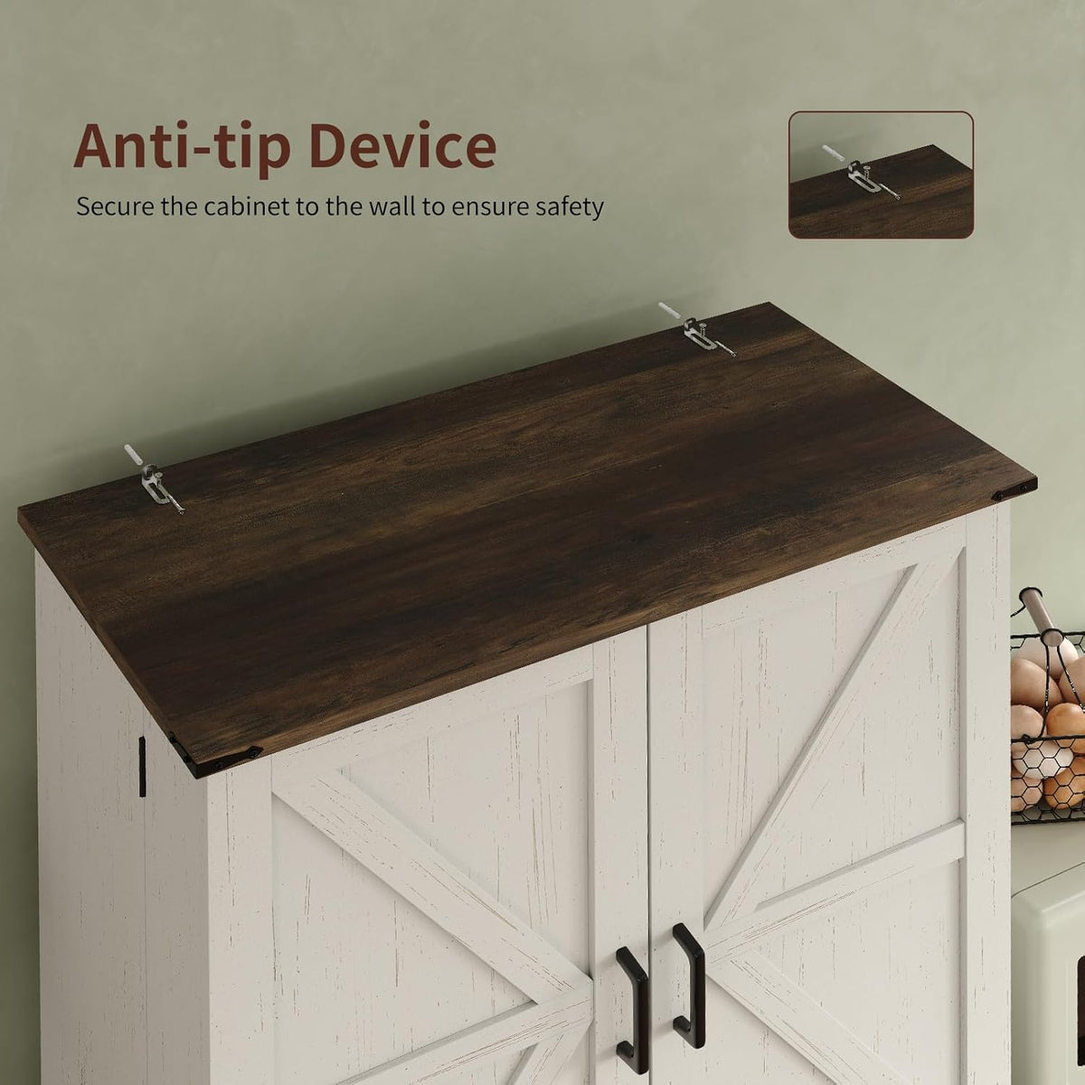 72'' Kitchen Storage Pantry Cabinet, Tall Storage Cabinet with 8 Door Shelves, 2 Cabinets and 1