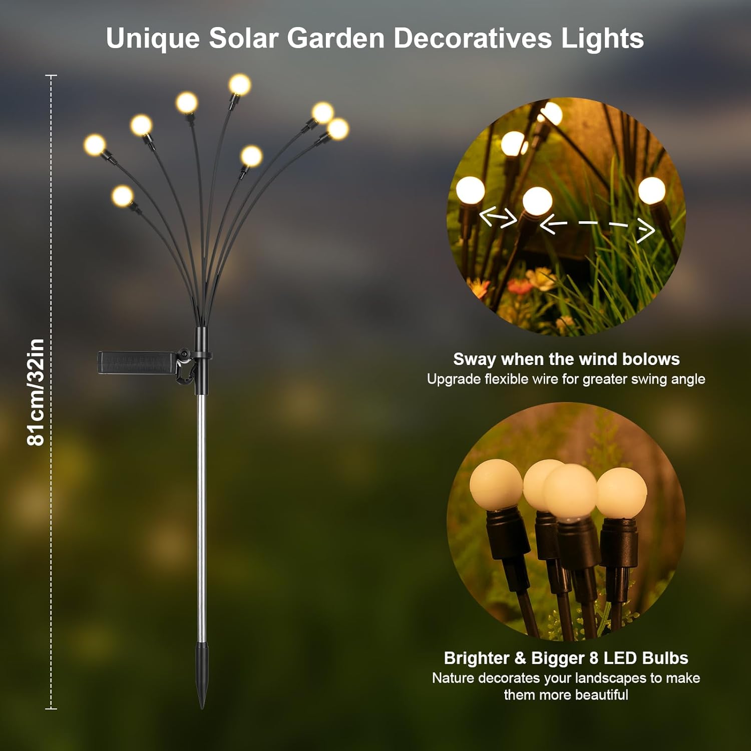 ASMAD Solar Lights Outdoor(12-Pack, 96 LEDs), Solar Garden Lights, Outdoor Decorations, Firefly