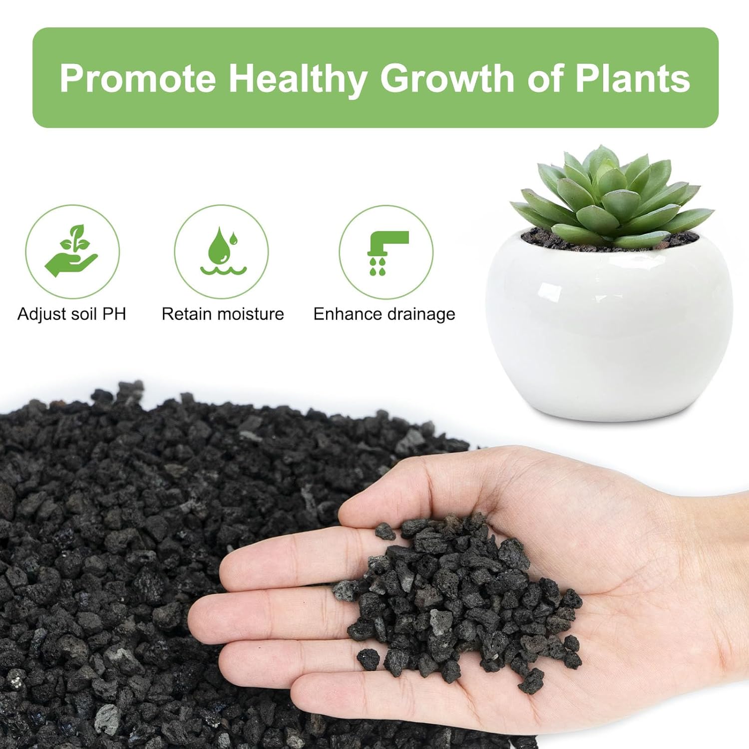 5 lbs Pebbles for Indoor Plants, Succulent, Cactus, 1/5 Inch Small Lava Rock for Plants Drainage