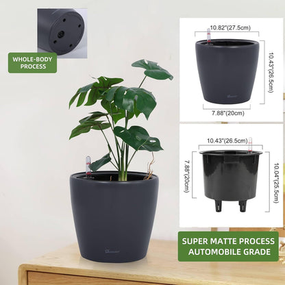Dexceder 11x10 Inches Self Watering Planter Indoor Outdoor, Inner Pot Design, Thickened Table