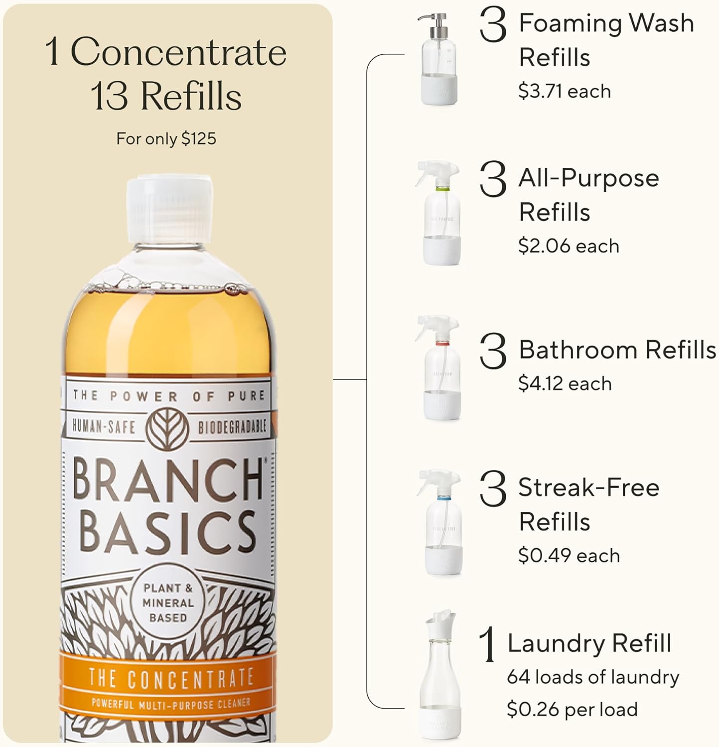 Branch Basics Premium Starter Kit in Glass: All Purpose Cleaner, Glass Cleaner, Bathroom Cleaner