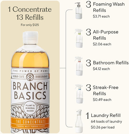 Branch Basics Premium Starter Kit in Glass: All Purpose Cleaner, Glass Cleaner, Bathroom Cleaner
