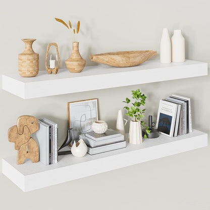 Heimlove Floating Shelves for Wall 36 Inches Long,9.3" Deep White Floating Shelf Set of 2,Wall