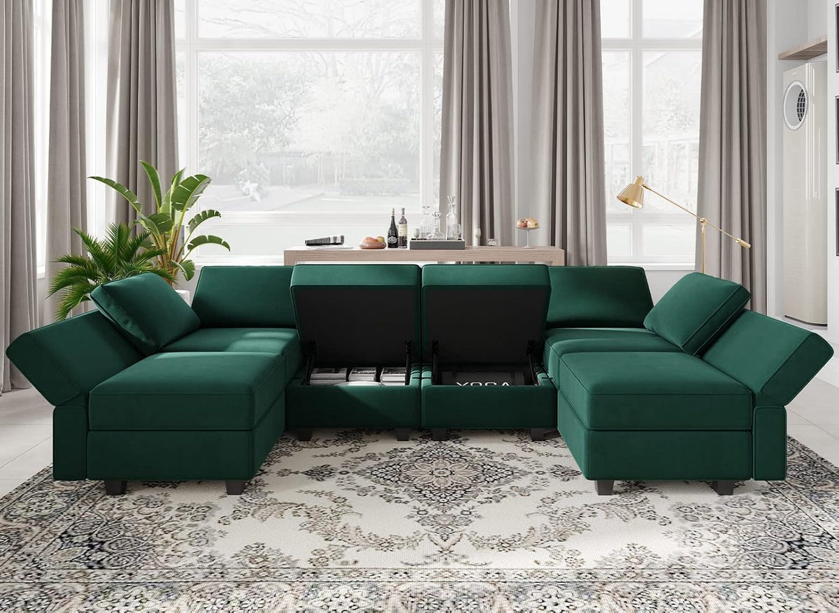 Belffin Modular Sectional Couch U Shaped Sofa with Storage Seat Reversible Sectional Sofa Couch