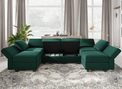 Belffin Modular Sectional Couch U Shaped Sofa with Storage Seat Reversible Sectional Sofa Couch