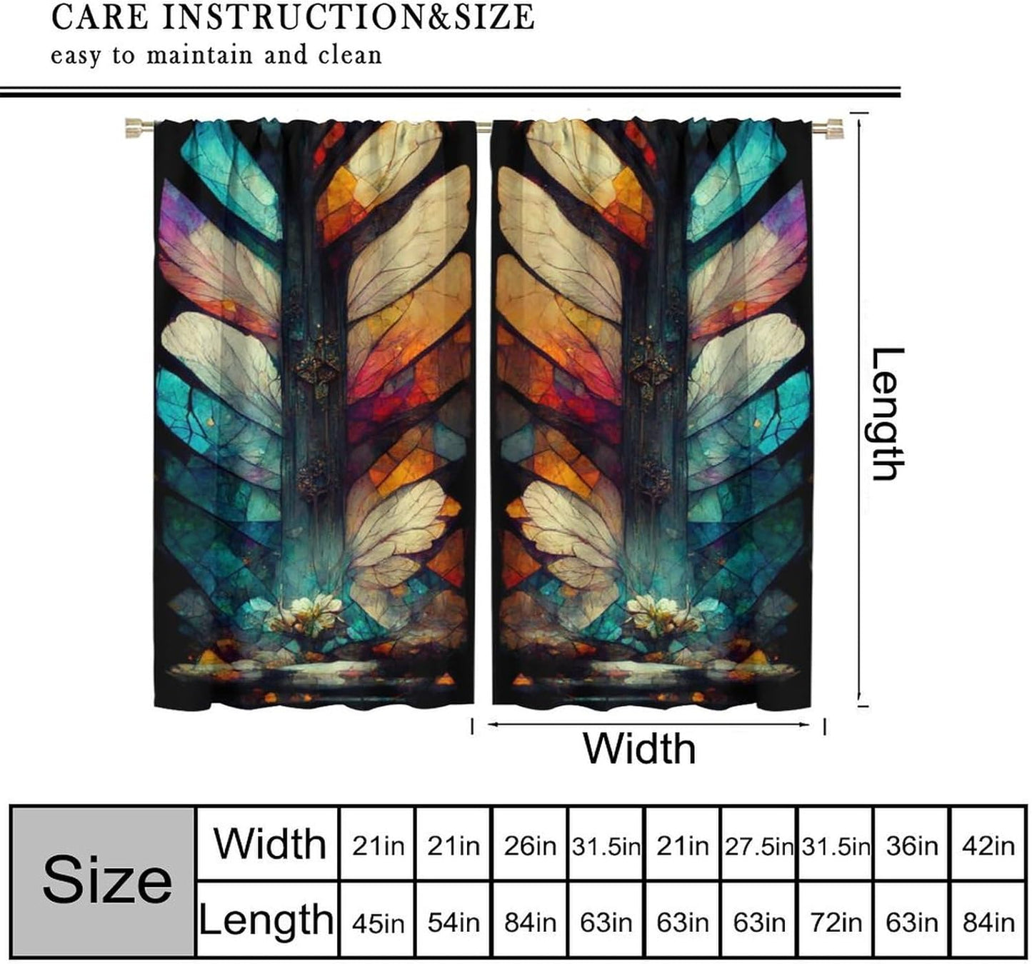 Stained Glass Curtains,Vintage Magical Colorful Abstract Art Home Decor Drapes for Bedroom Living