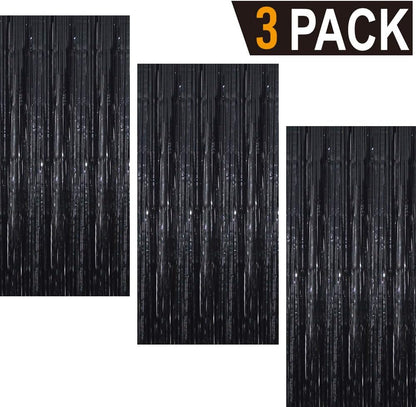 GOER 3.2 ft x 9.8 ft Metallic Tinsel Foil Fringe Curtains Party Photo Backdrop Party Streamers for