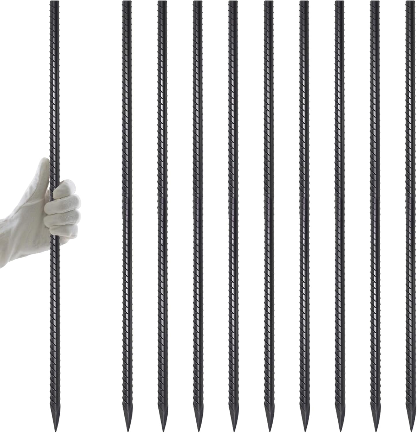 AAGUT 40" Rebar Stakes 1/2" 10 Pcs, Straight Ground Stakes Heavy Duty Landscpe Timber Spikes with