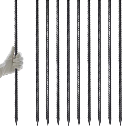 AAGUT 40" Rebar Stakes 1/2" 10 Pcs, Straight Ground Stakes Heavy Duty Landscpe Timber Spikes with