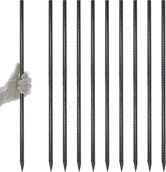 AAGUT 40" Rebar Stakes 1/2" 10 Pcs, Straight Ground Stakes Heavy Duty Landscpe Timber Spikes with