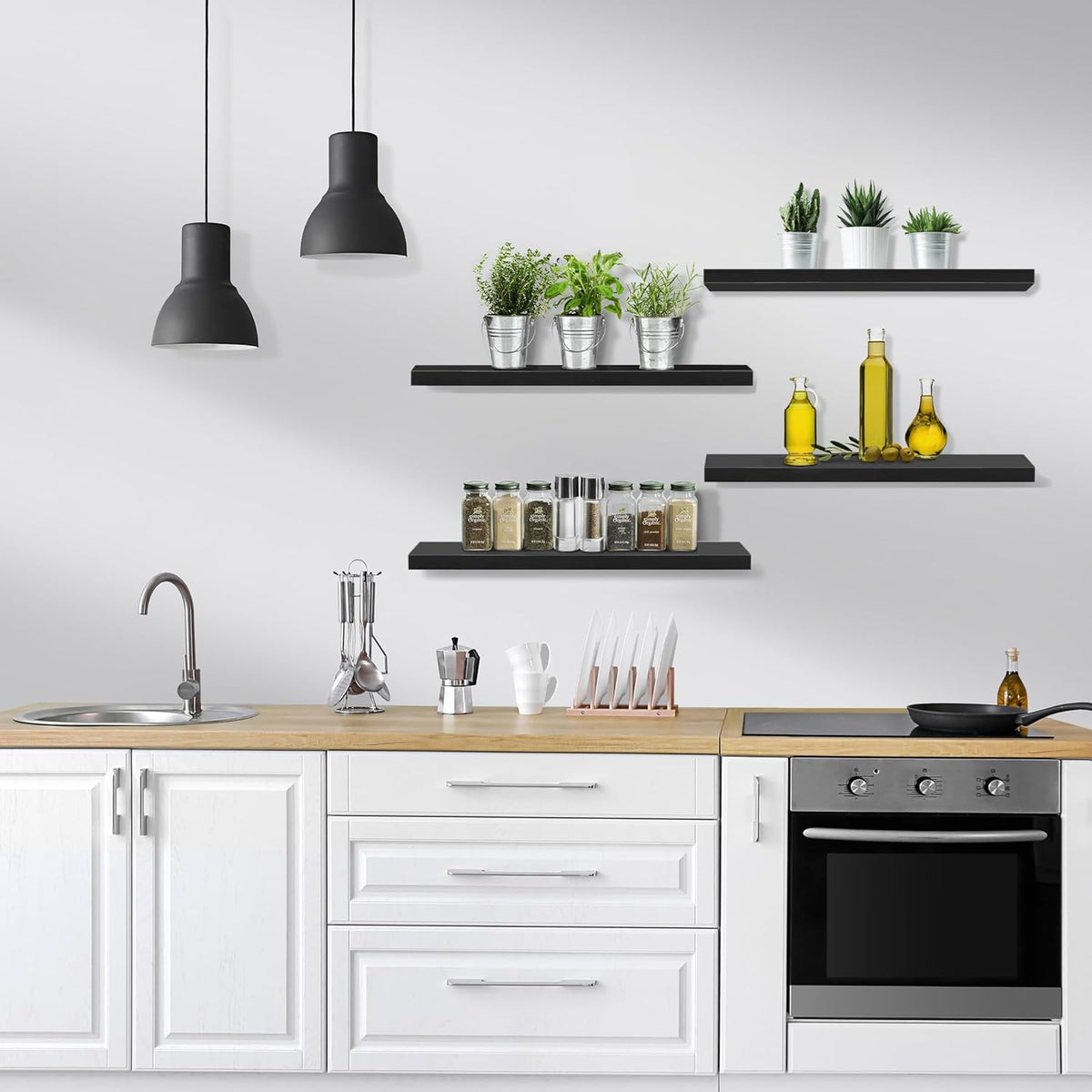 Sorbus Floating Shelves for Wall - 24" Bathroom Shelves, Wall Decor for Bedroom, Kitchen, Living