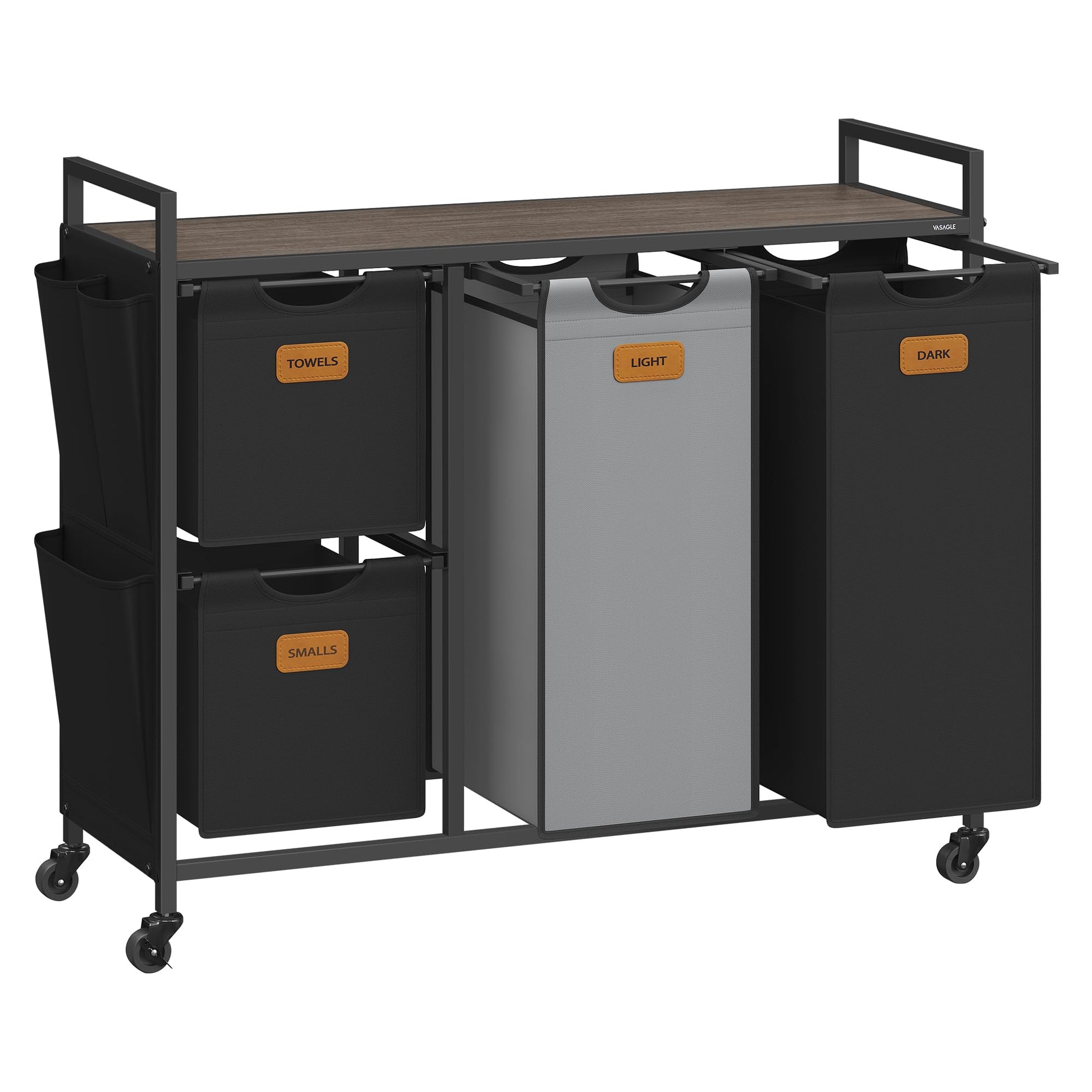 VASAGLE Laundry Hamper with 4 Compartments, 39.6 Gal. (150 L) Laundry Sorter, Rolling Laundry Cart