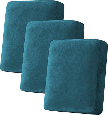 H.VERSAILTEX Velvet Stretch Couch Cushion Cover Plush Cushion Slipcover for Chair Loveseat Sofa