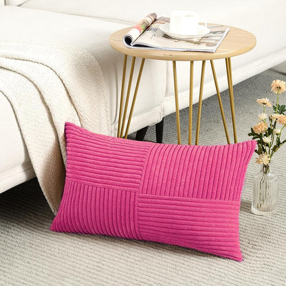 Fancy Homi 2 Packs Hot Pink Lumbar Decorative Throw Pillow Covers 12x20 Inch for Living Room Couch