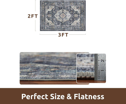 AMOAMI-2X3 Small Rug-Washable Rugs Entryway Mat Indoor-Soft Vintage Non Slip Rugs for Kitchen
