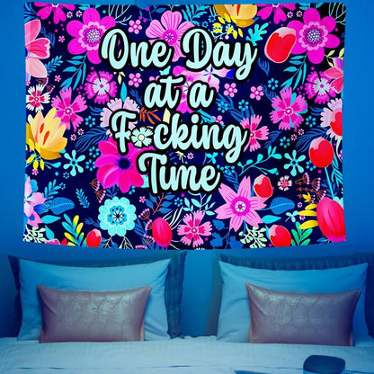 ADDWel Blacklight Floral Tapestry, Hippie Flower Tapestry Glow In The Dark, UV Reactive Black Light