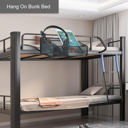 Bedside Caddy Hanging Storage Basket Beside Shelf Metal Organizer for Collage Dorm Bunk