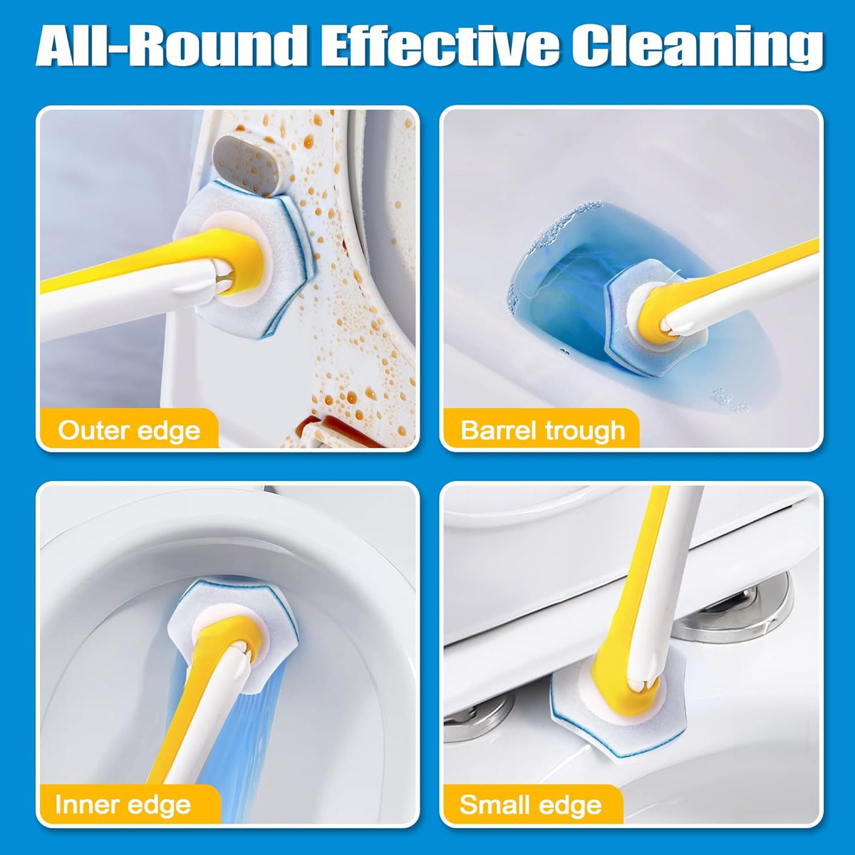 JEHONN Disposable Toilet Brush with 40PCS Wand Cleaner Refills, Wall Mounted Toilet Bowl Brush