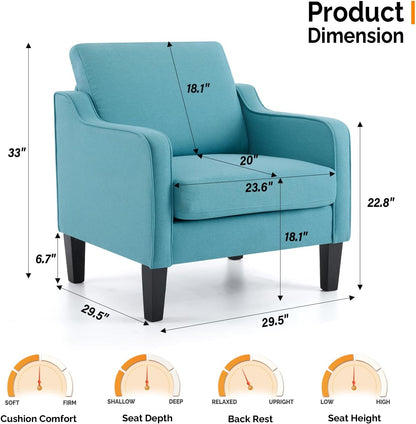 VINGLI Accent Chairs for Living Room Mid Century Modern Chair Sofa Chair Upholstered Arm Chair with