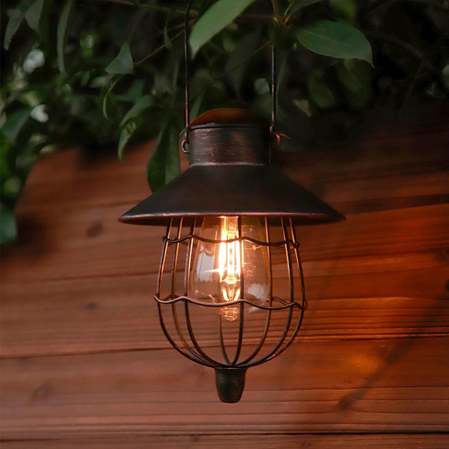 YAKii 2 Pack Solar Lantern Hanging Waterproof Outdoor Metal Solar Lamp with Warm White Light