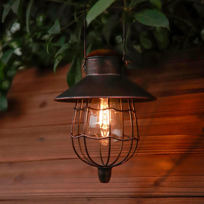 YAKii 2 Pack Solar Lantern Hanging Waterproof Outdoor Metal Solar Lamp with Warm White Light