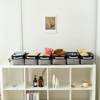 TheWarmHome Storage Basket for Organizing - 12x8x5.2 inch Small 6 Pack Collapsible Storage Bin for