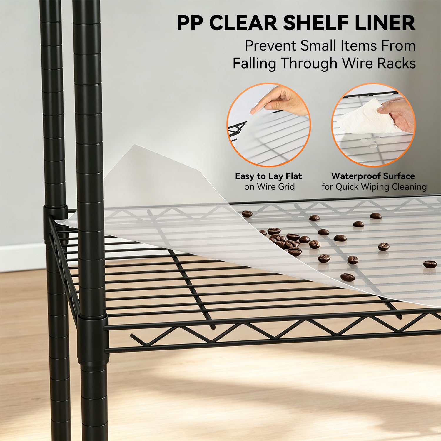 BestOffice | 6-Tier Wire Storage Shelves with PP Shim | 18x45x82 | Black