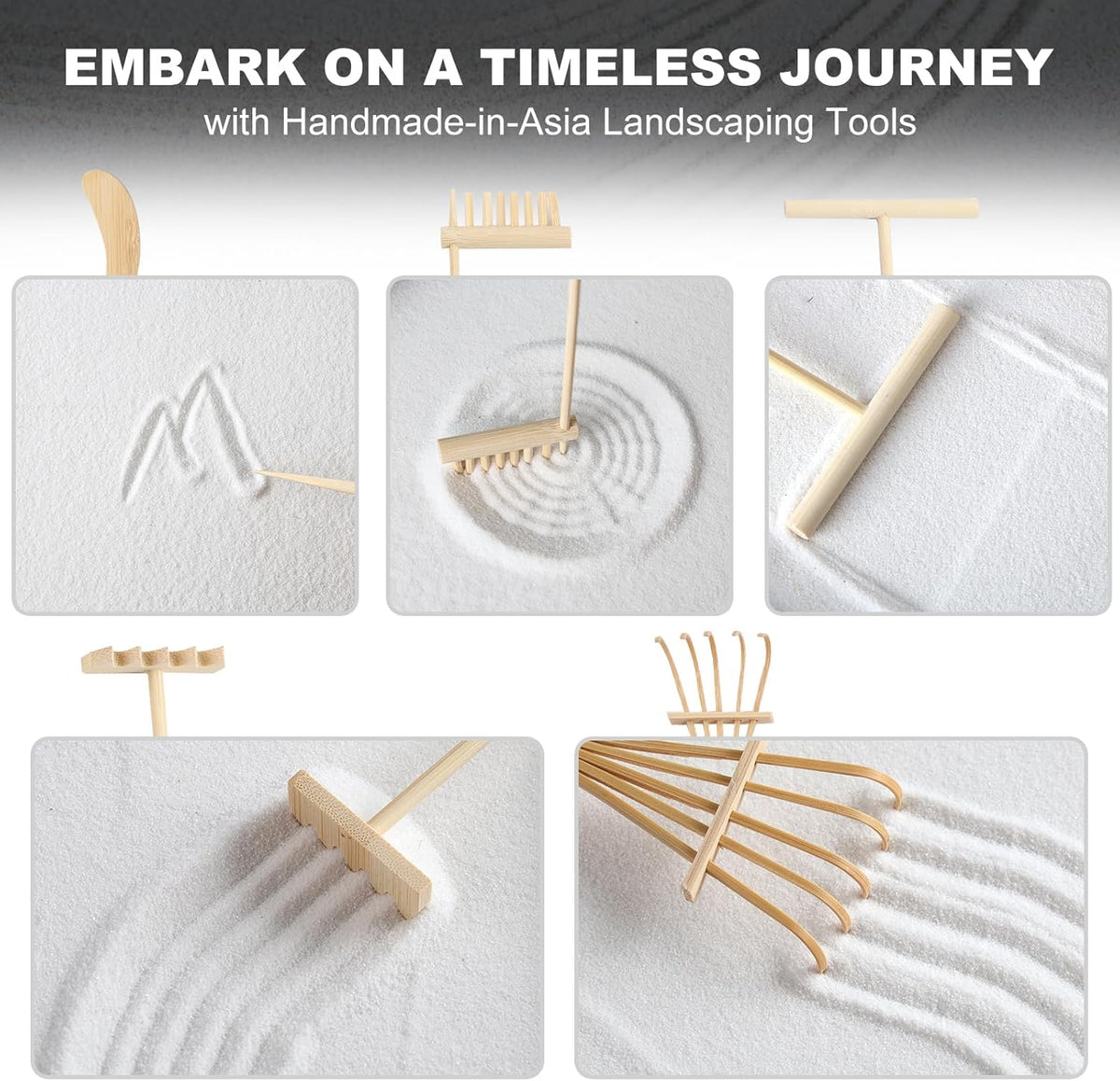 Zen Garden Kit for Desk Decor - Premium Beautiful Japanese Mini Zen Sand Garden Box Set for Home