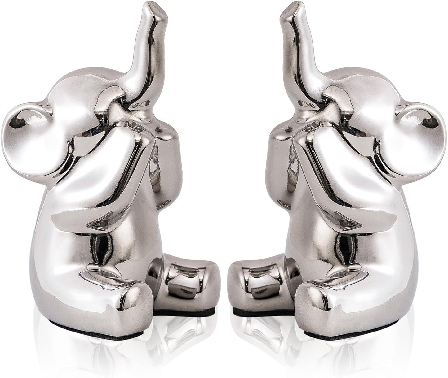 Loving Pair of Small Silver Elephant Statues Silver Home Decor Modern Boho Style Figurine