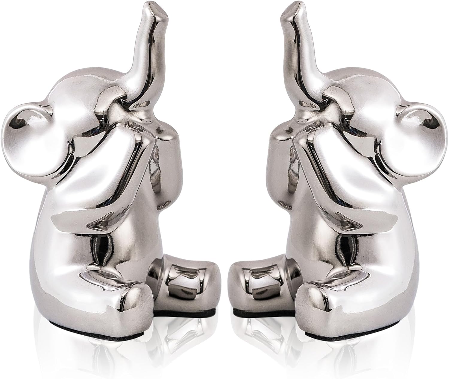 Loving Pair of Small Silver Elephant Statues Silver Home Decor Modern Boho Style Figurine