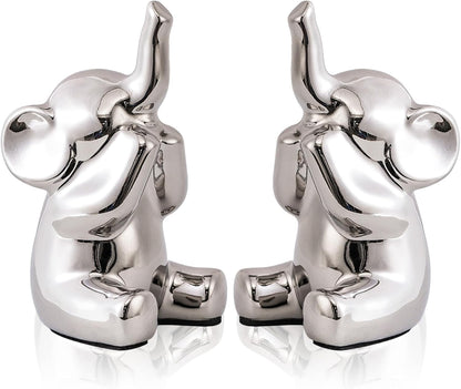 Loving Pair of Small Silver Elephant Statues Silver Home Decor Modern Boho Style Figurine
