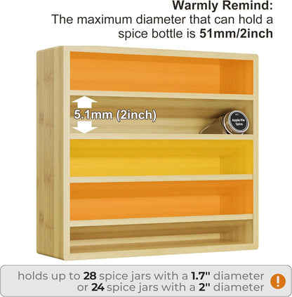 Orimade 4 Tier Spice Rack Organizer for Cabinet, Freestanding Bamboo Seasoning Rack for Countertop