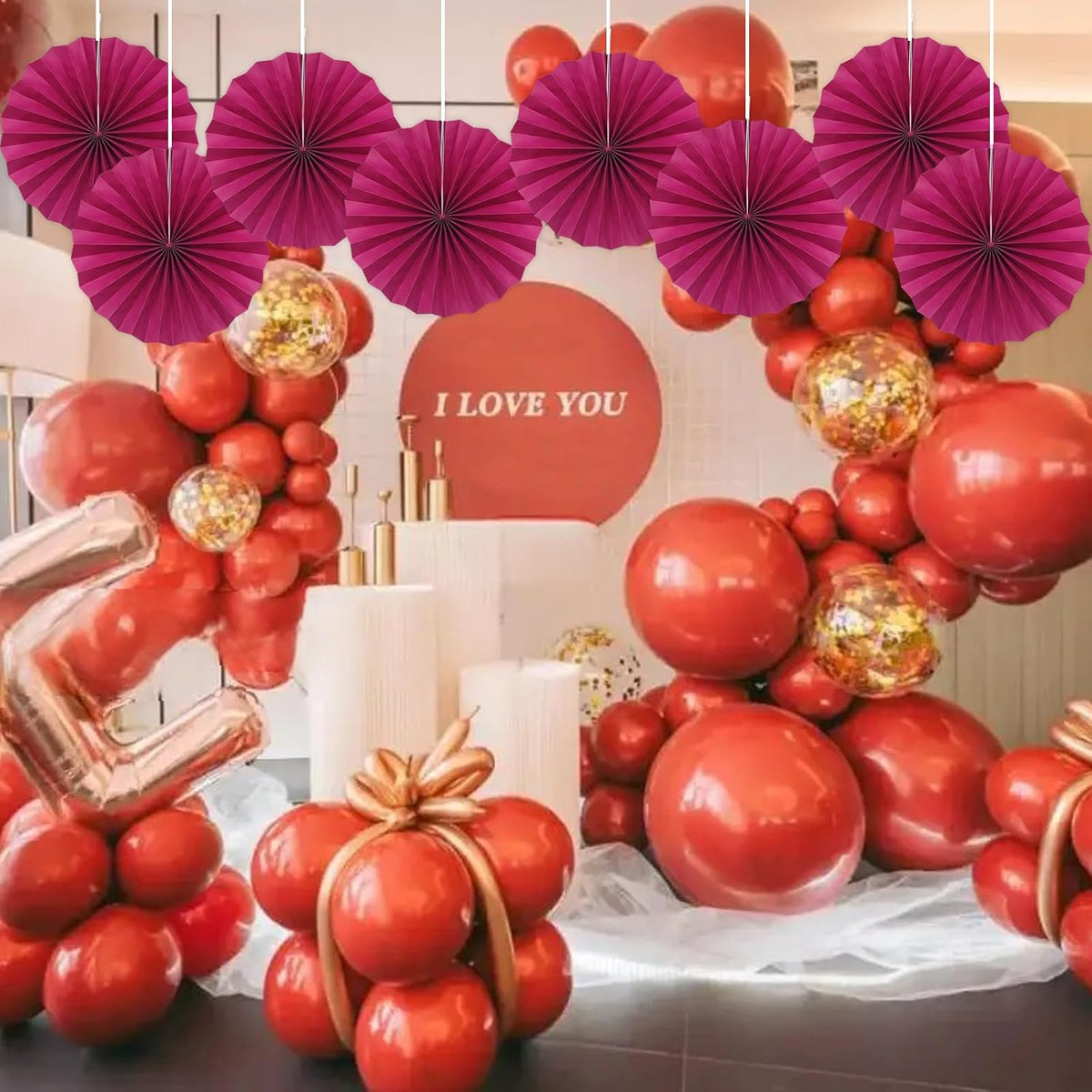 Red Party Decorations,Paper Decorations for Party,Girls Party Decorations Party Paper Fans Bulk