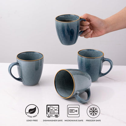 GBHOME Ceramic Coffee Mugs Set of 6, 12oz Stoneware Coffee Mugs Set For Dad Mom Women MEN, Light