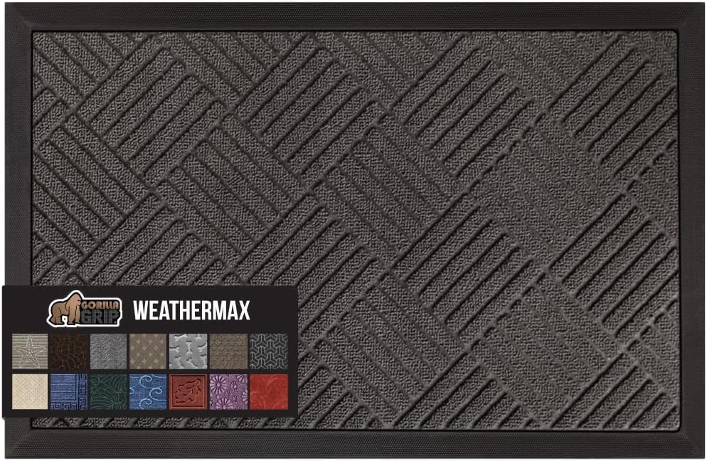 GORILLA GRIP 100% Waterproof All-Season WeatherMax Doormat, 60x24, US Designed Natural Rubber
