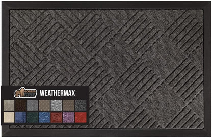 GORILLA GRIP 100% Waterproof All-Season WeatherMax Doormat, 60x24, US Designed Natural Rubber