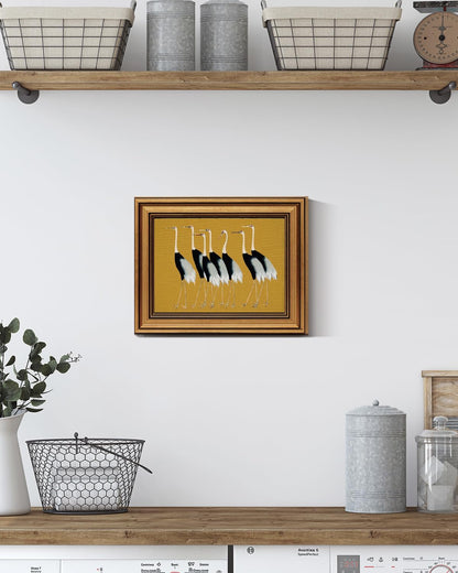 HUARCEY Gold Framed Vintage Wall Art for Living Room, Animals Painting Prints Shelf Decor for
