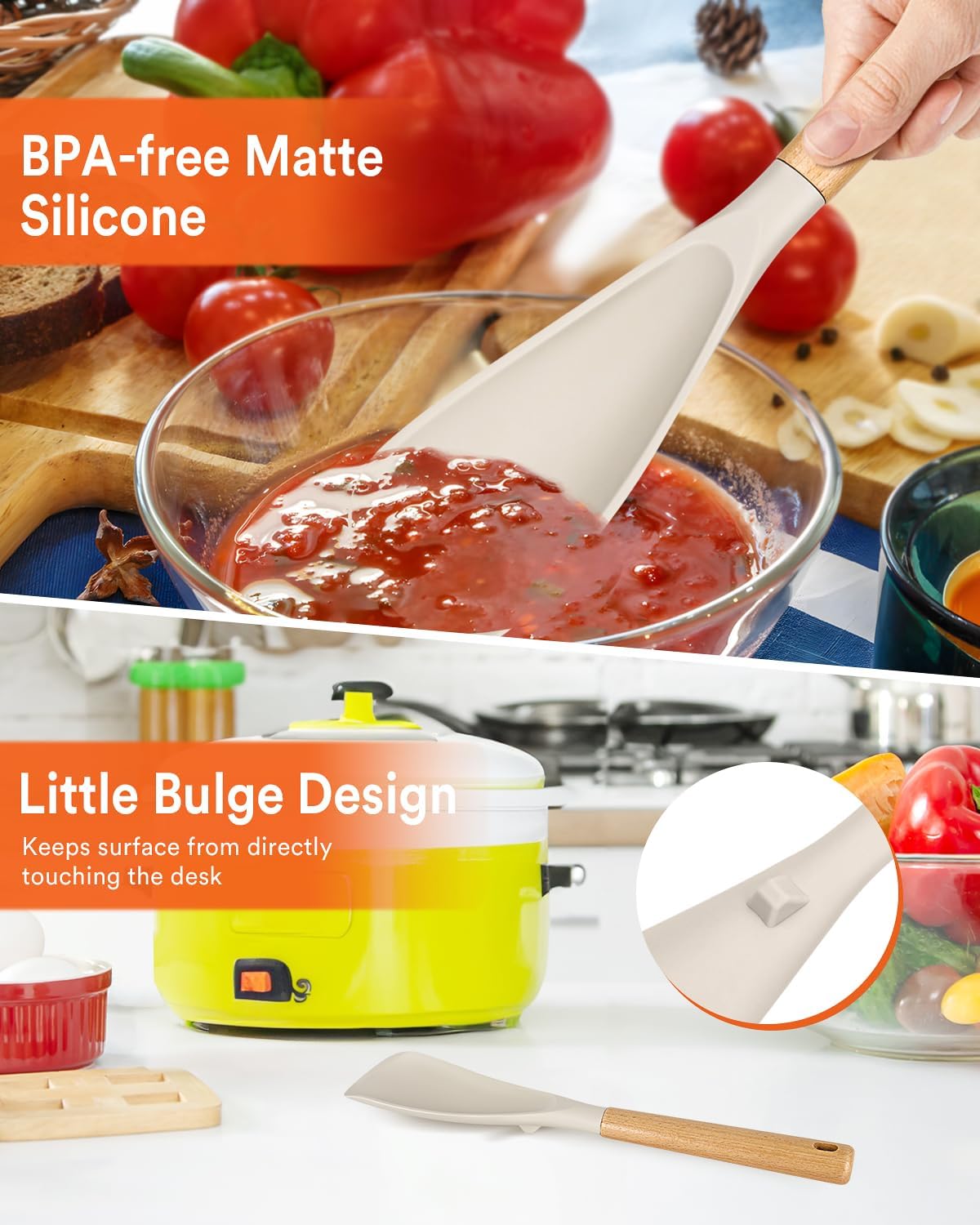Multifunction Spatula Spoon for Nonstick Cookwares, Great for Cooking and Serving, Sturdy BPA-Free