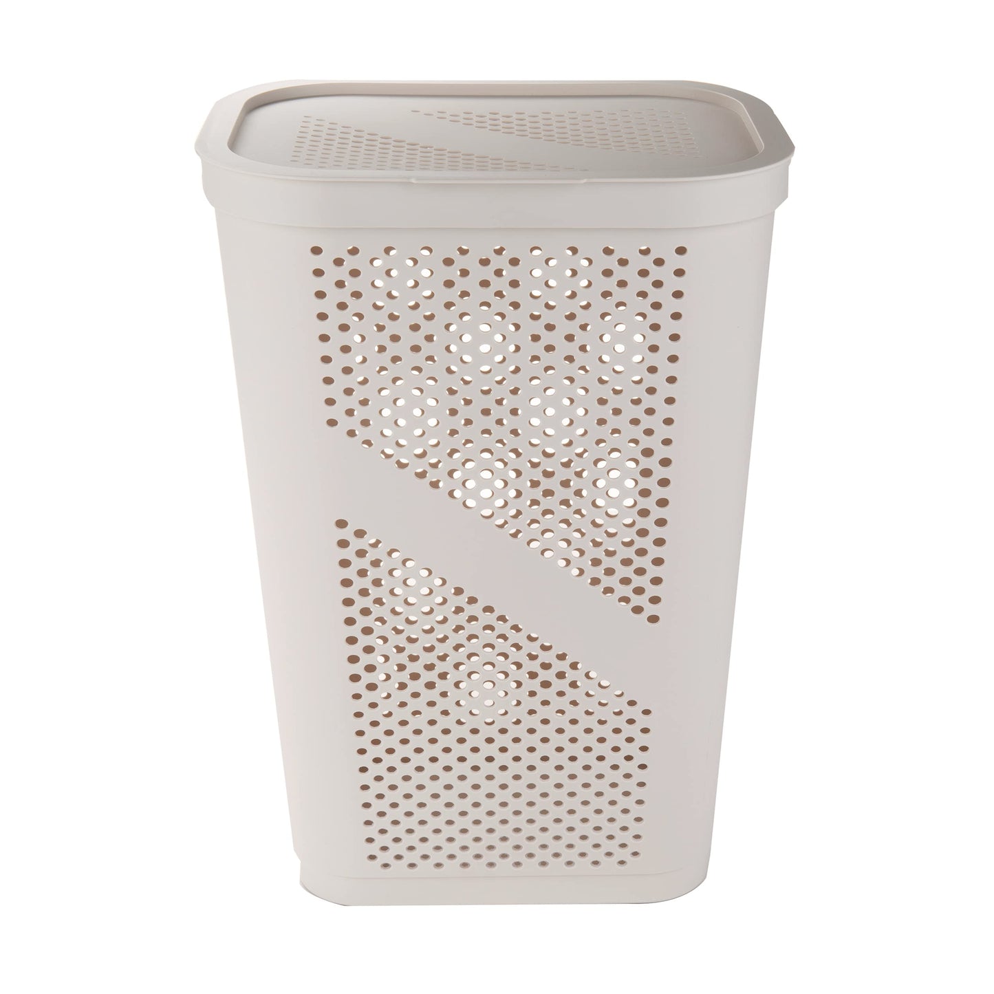 Mind Reader 60L Slim Laundry Hamper, Clothes Basket, Lid, Ventilated, Plastic, Set of 2, Ivory