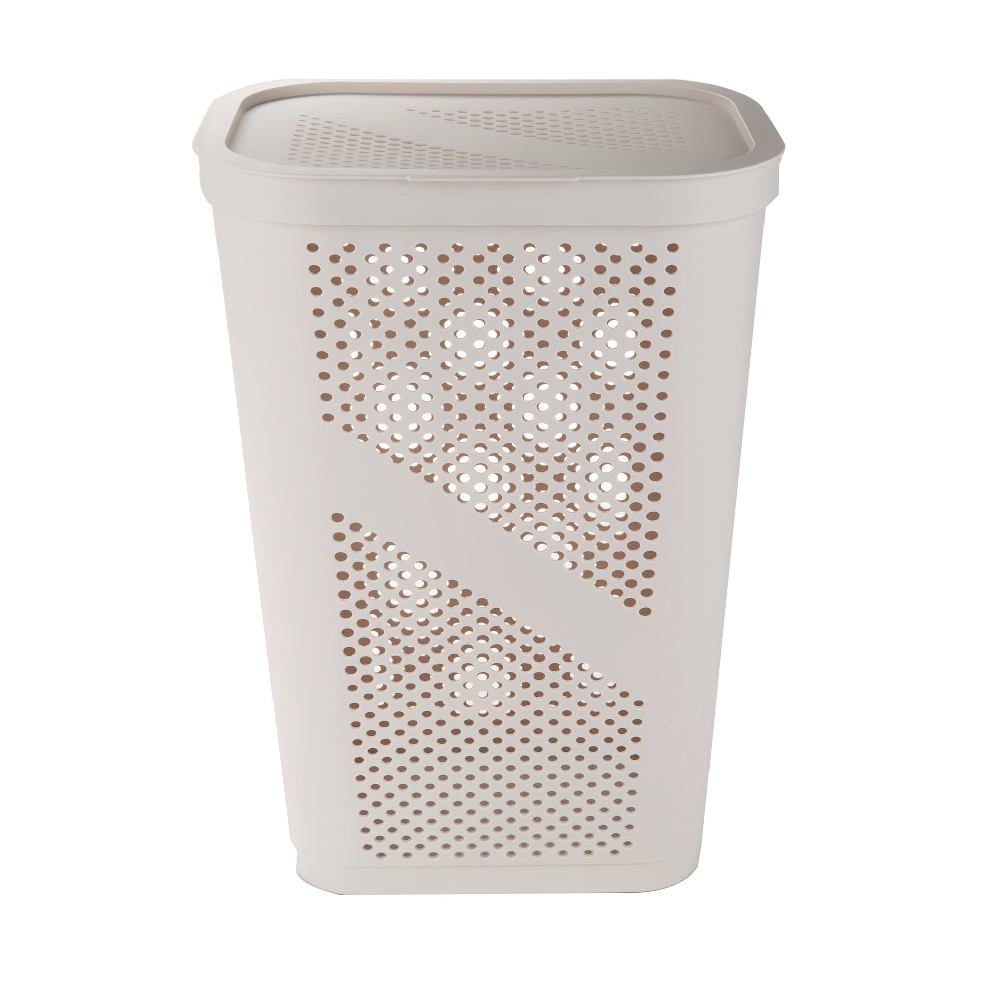 Mind Reader 60L Slim Laundry Hamper, Clothes Basket, Lid, Ventilated, Plastic, Set of 2, Ivory
